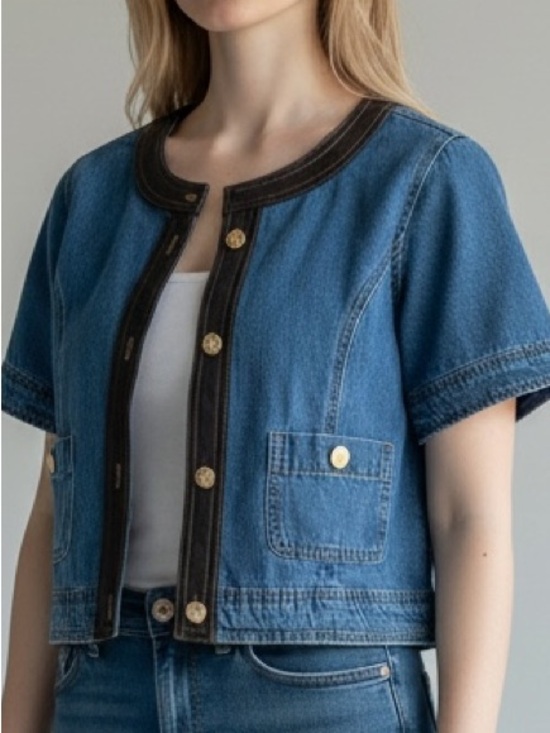 Current/Elliott Tops - Current Elliot Faux Leather Trim Denim Shirt
Jacket